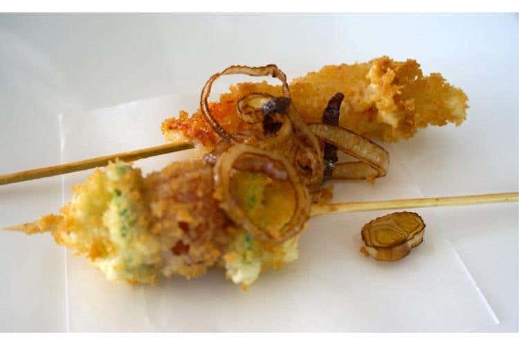 Gamberi in tempura alla birra e verdurine in pastella