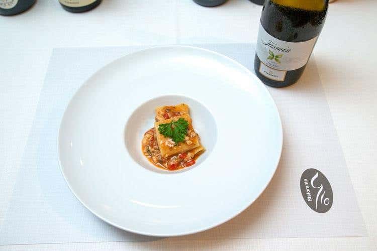 Pacchero con ragù di cernia (Calici siciliani e cucina bergamasca con i vini di Firriato al ristorante Giò