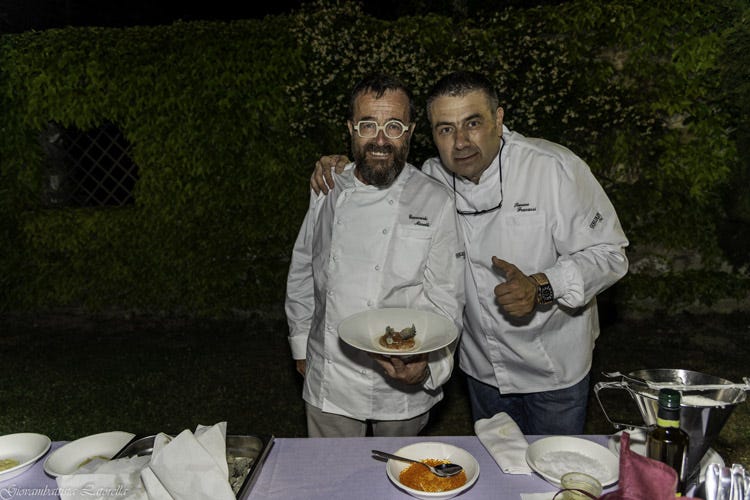 Giancarlo Morelli e Simone Fracassi (“Capolavori a Tavola 2019” 
tra buona cucina e solidarietà)