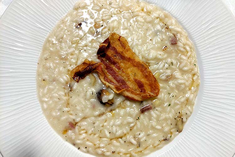 Risotto Carnaroli Campo dell'Oste con lardo, castagne e miele - Enrico Derflingher e Fabio Silva (La castagna lariana si racconta 
nei piatti dei cuochi Euro-Toques)