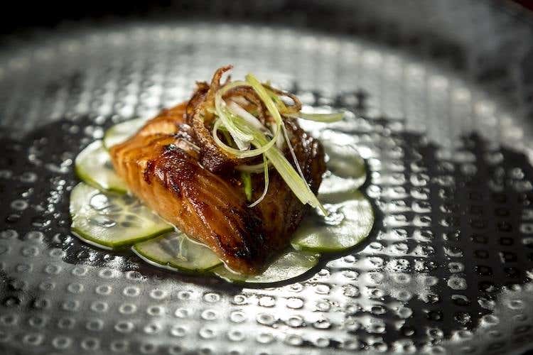 Marin Glazed chilian seabass cetriolo sunomono