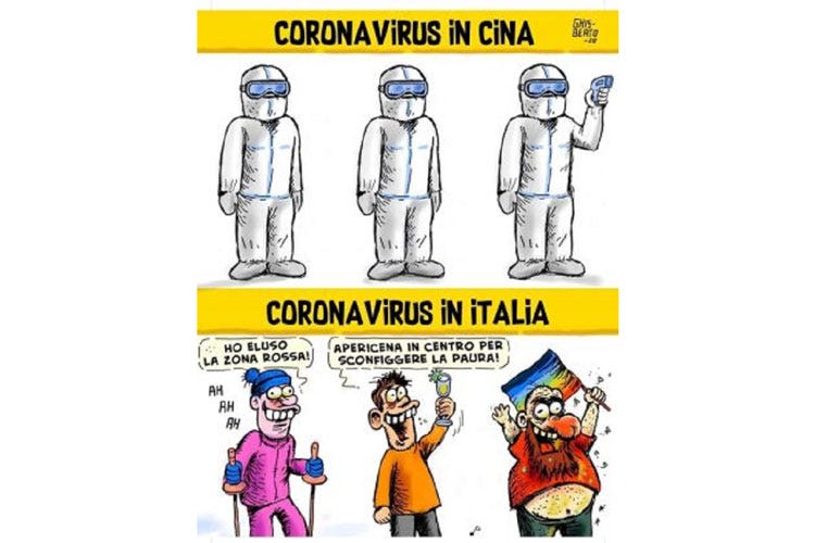 (Il coronavirus contagia i social 
Spopolano le vignette anti psicosi)