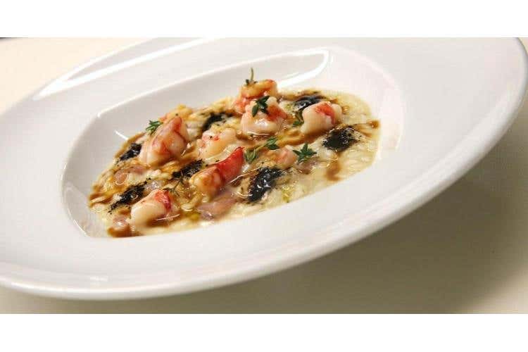 "Risotto con gamberi rossi, nervetti di vitello e polvere di liquirizia" - Riccardo Monco (Enoteca Pinchiorri, Firenze
