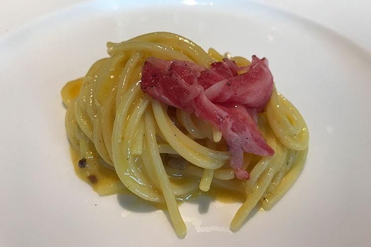 Spaghetti alla carbonara di Wagyu - Gualtiero Villa (Dal Giappone la carne Wagyu 
Ingrediente premium per la ristorazione)