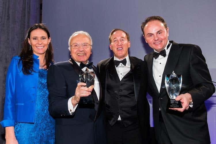 da sinistra: Camilla Lunelli, Angelo Gaja, Adam Strum, Matteo Lunelli