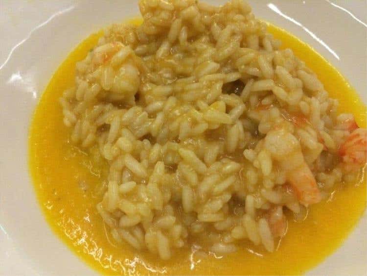 Risotto Carnaroli al Melone Estivo e Mazzancolle. Accompagnato da Sauvignon Torre Rosazza, Colli Orientali del Friuli