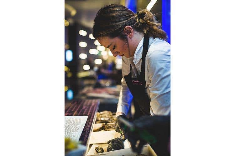 Ostrica italiana Sandalia di Tortolì. Sardegna - I Love Ostrica (Euro-Toques, alta cucina in tavola 
per la cena di gala al Gallia di Milano)