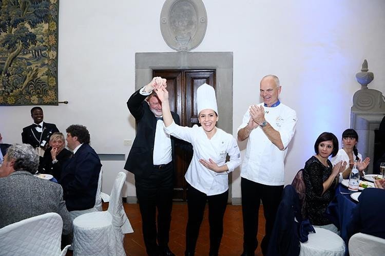 Alberto Lupini, Roberta Gallo ed Enrico Derflingher (Euro-Toques dà spazio ai giovani 
Cena di gala firmata dai soci under 30)