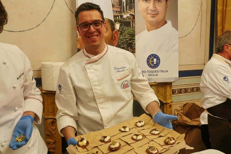 Gioacchino Sensale - Cialda di cannolo (Euro-Toques porta la Sicilia nel piatto Chiude in bellezza il Congresso Regionale