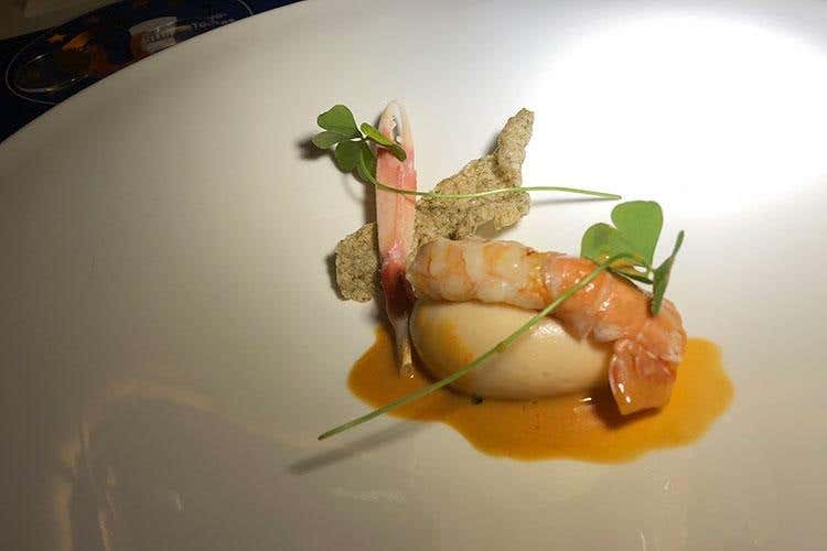 Quenelles de langoustine (Davy Tissot) (Euro-Toques valorizza il Trentino a tavola 
Un successo la cena al Dolomieu di Croatti)