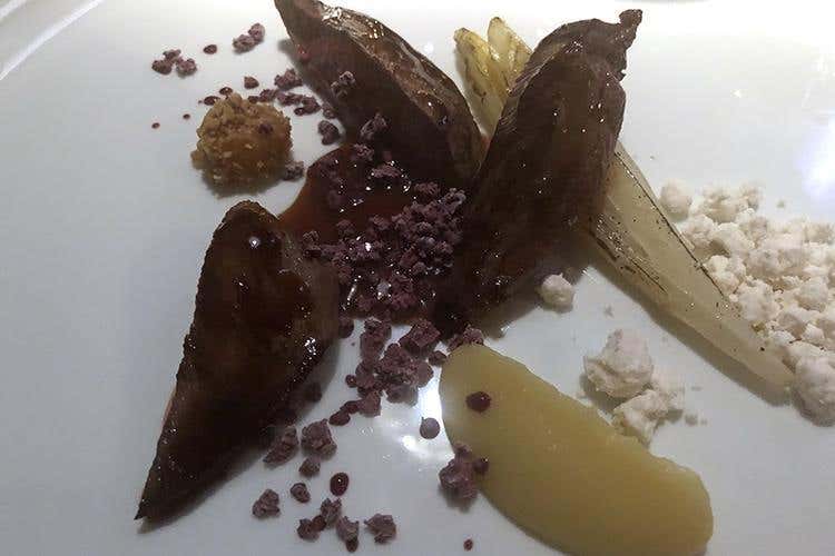 Piccione, indivia belga e neve del Chianti