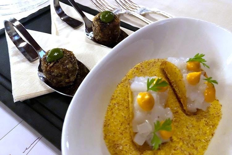 Trota salmonata, kiwi e foie gras (Fish&Chef, “Rivoluzione” sul Garda 
Il bistellato Genovese tra gli ospiti)