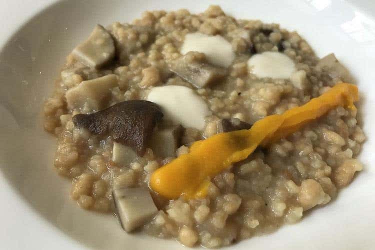 Fregola sarda, zucca, porcini, crema al Grana Padano (I Jeunes Restaurateurs d'Europe interpretano il Grana Padano