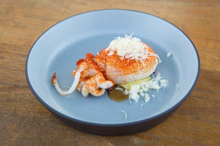 Seppie, friggitelli e Bitto - Fabio Silva (Il Bitto “sotto le stelle” a La Fiorida 
L'omaggio dai cuochi Euro-Toques & Co)