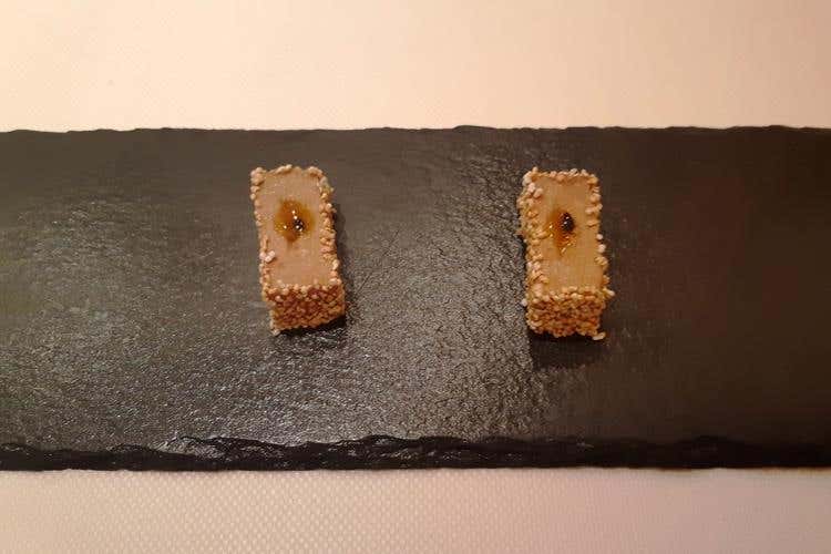 Parfait di fegatini e passion fruit (Il Convivio di Madonna di Campiglio 
La cucina giapponese nelle Dolomiti)