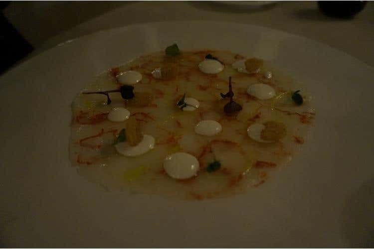 Carpaccio di gamberi con salsa di burrata e lime - Il Cristallo di Cortina inverte la tendenza
Punta sul food con chef Fabrizio Albini
