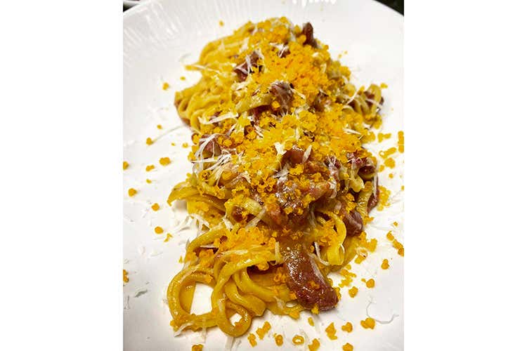 Carbonara duck (Il Posto del cuore 
Drink e cucina a LabVeroAmore)