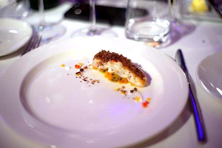 Scampo, bottarga di carne, mango e burro acido (Il Verdicchio si lancia una sfida 
In abbinamento ai piatti di Recanati)