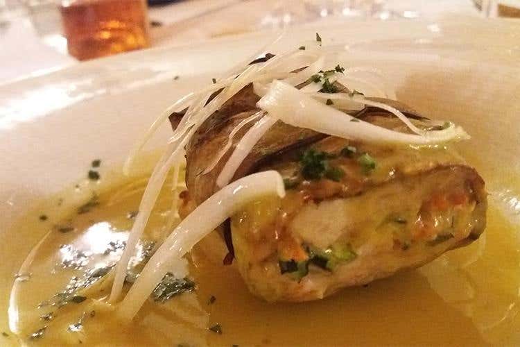 Trancio di coregone in manto di melanzane su crema ai fiori di zucca (Carlo Bresciani) - Italia in Rosa, oltre 8mila i visitatori 
La Basia vince il Trofeo Pompeo Molmenti