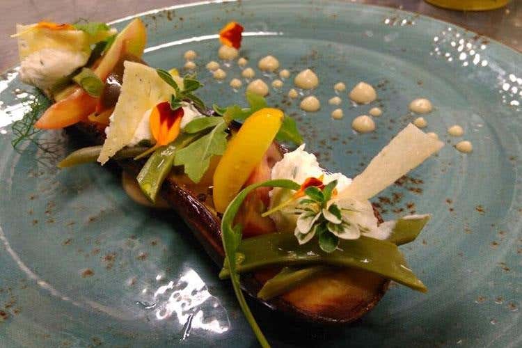 Melanzana affumicata, ortaggi, parmigiano e ricotta - L’Enosteria di Marwan e Roberta 
Aria di casa e qualità a Fossombrone