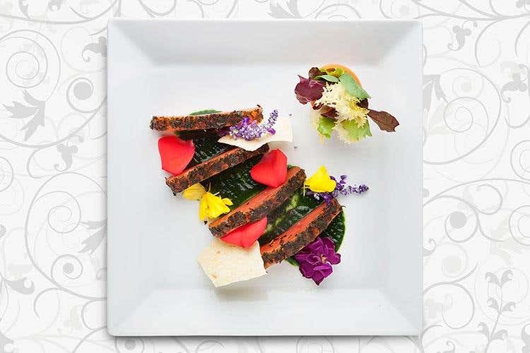 Lo Speck di Trota Rosa del Benaco alle Erbe Officinali del Monte Baldo e Toast ai Cereali - La storia rivive al Grand Hotel Gardone 
Da albergo a patrimonio culturale