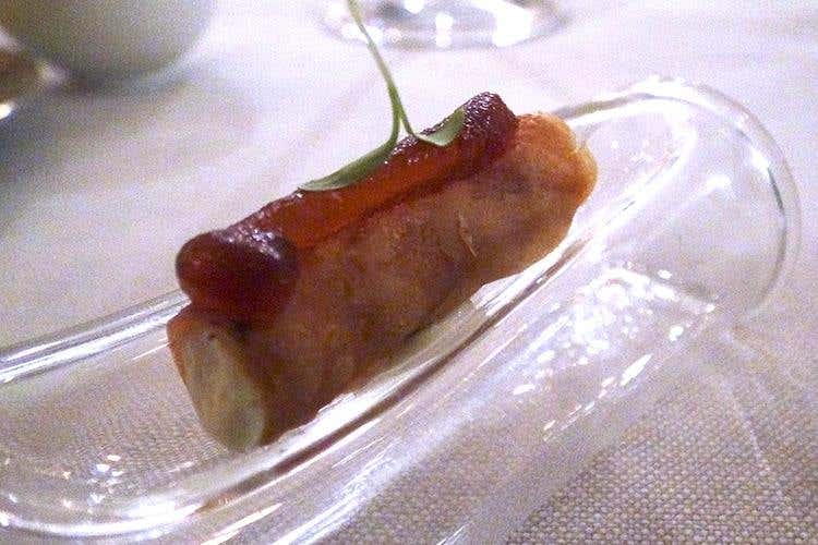 Cannoncino con tonno e Laudemio in cottura, salsa ponzu (Laudemio in viaggio per l'Italia 
La 5ª tappa del tour da Matteo Grandi)