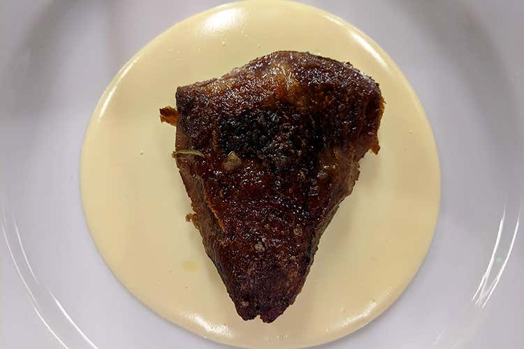 Guancialino di vitello, cremoso di patate e tartufo nero (Majolini, i Franciacorta abbinati 
Una serata dedicata al tartufo)