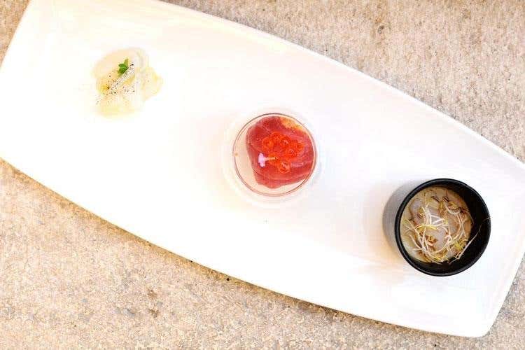 Tonno, Seppia, Budino di Triglia (Oriana Tirabassi torna in Italia al timone del ristorante dell'Aleph Hotel