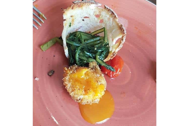 Pane, uovo e cicoria (Osteria Botteghe Antiche 
Creatività, gusto, territorio ed economia)