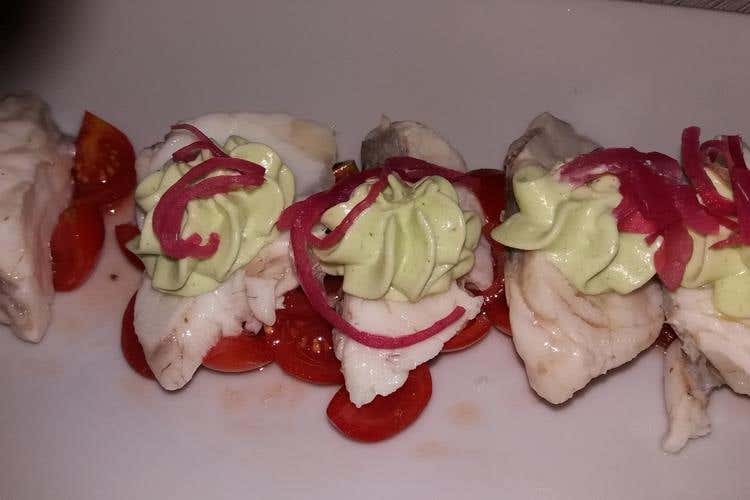 Boccocini di pescatrice con la sua emulsione (Pedramare, un angolo di paradiso 
a pochi chilometri da Alghero)