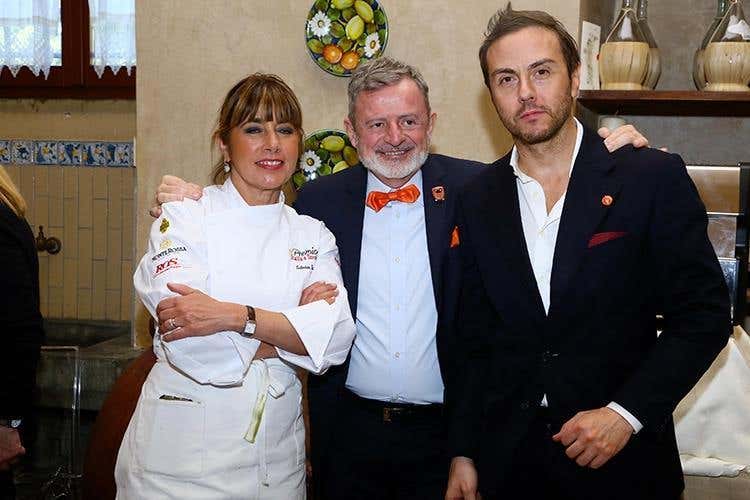 Silvia Baracchi, Alberto Lupini e Alex Siliberto (Premio IaT, al light lunch 
Silvia Baracchi reinventa Da Vinci)
