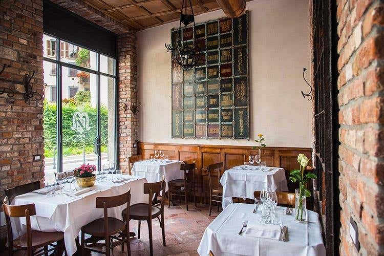 Saletta esterna (Riapre la Taverna Moriggi 
storica insegna milanese dal 1900)