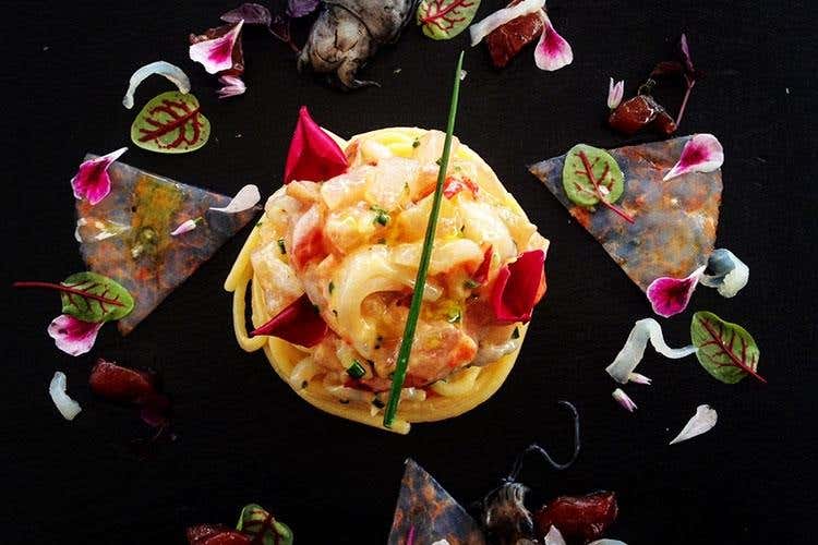 Spaghetti freddi con tartare di pesce nobile 2 (Ristorante Tivoli di Cortina d'Ampezzo 
Da 20 anni al servizio delle Dolomiti)