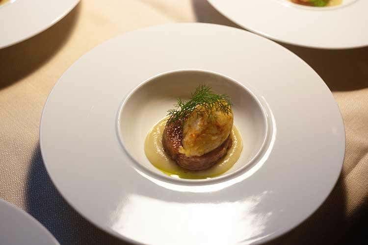 Musetto con tartare di mazzancolle di laguna  e salsa di brovadai (Scarello si unisce a Me.Me. Agrimercato 
Viaggio tra i gusti del Friuli Venezia Giulia)