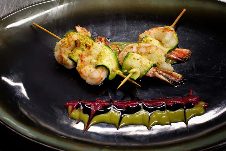 Gamberi gratinati con zucchine (Sul lago d’Iseo 
“Al Tram” non passa... di moda)